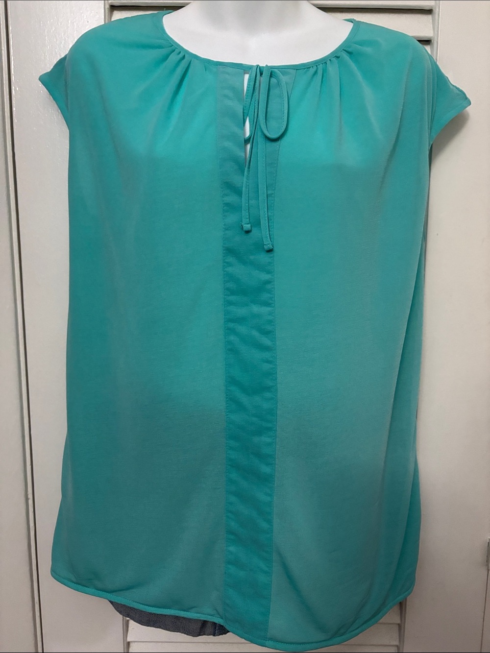 XL-NWT Worthington Turquoise Tie-Front Cap Sleeve Blouse